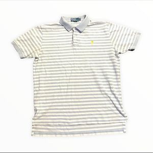 Polo Ralph Lauren Size Large Light Blue Striped Mens Short Sleeve Collared shirt